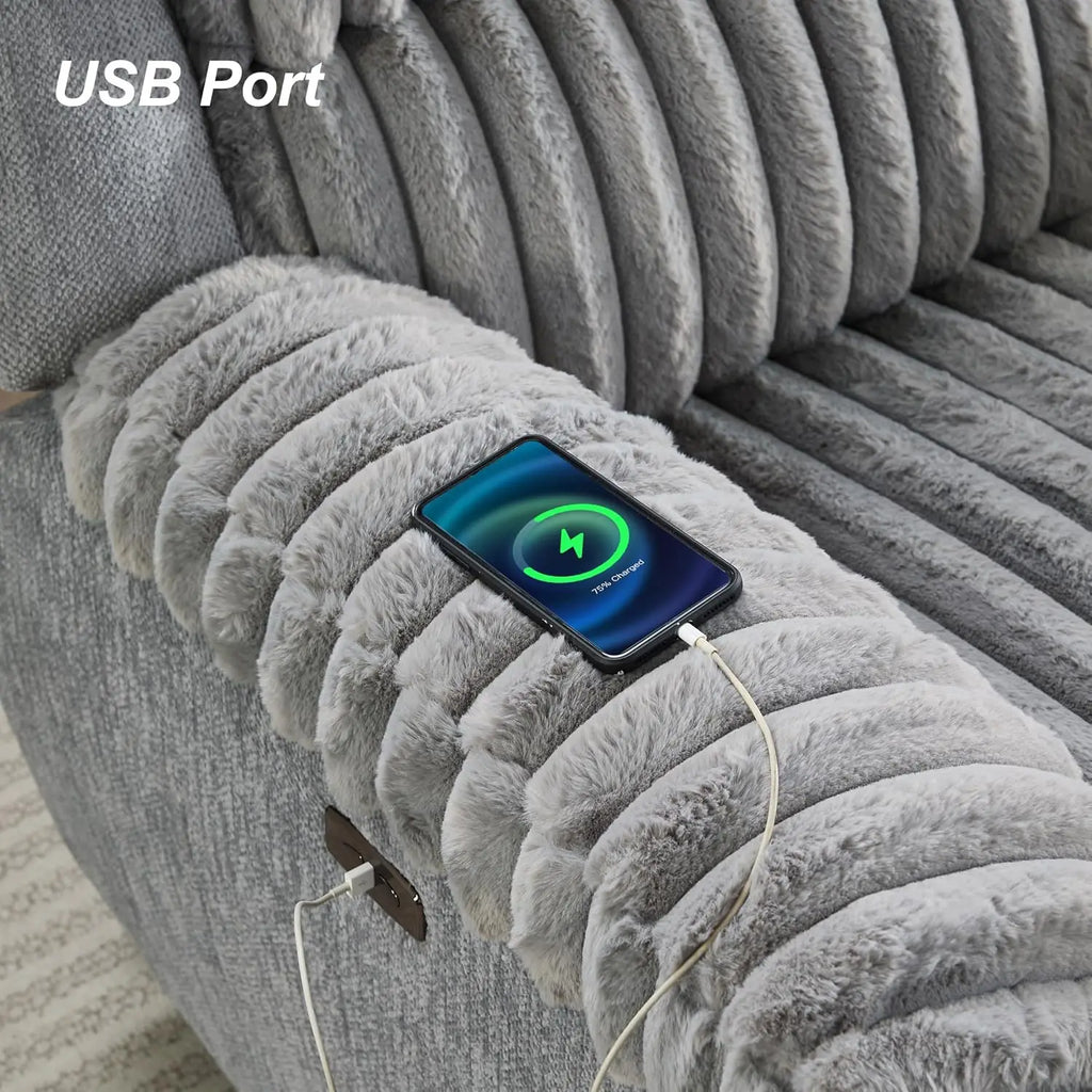 Oversized Power Recliner Zero Gravity with USB Port for Big Man Faux Fur Electric Extra Large Reclining Chairs for, Customized