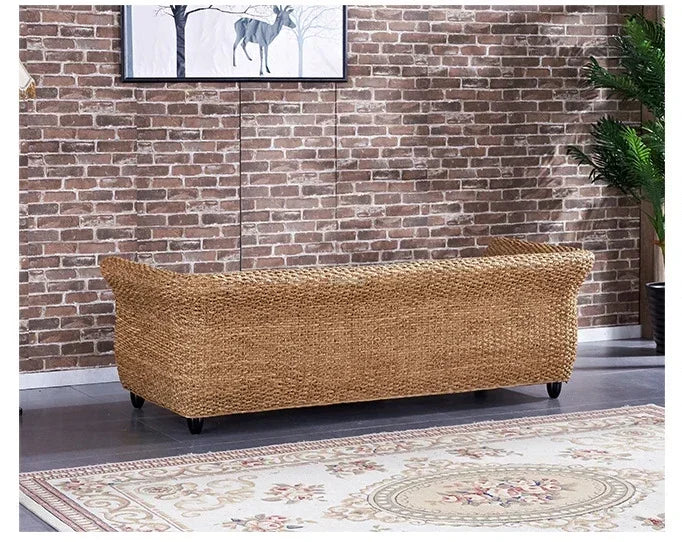 Nordic Retro Rattan Outdoor Garden Sofas Living Room Sofa Coffee Table Combination Home Furniture Leisure Homestay Sofa Chair