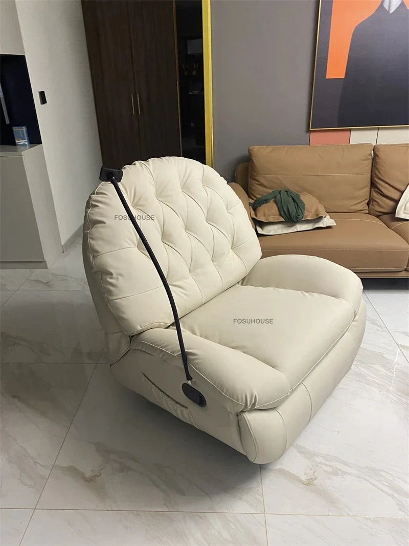 Nordic Home Rotating Recliner Modern Living Room Furniture Leisure Lazy Sofa Bed Rocking Chair Designer Fabric Living Room Sofas