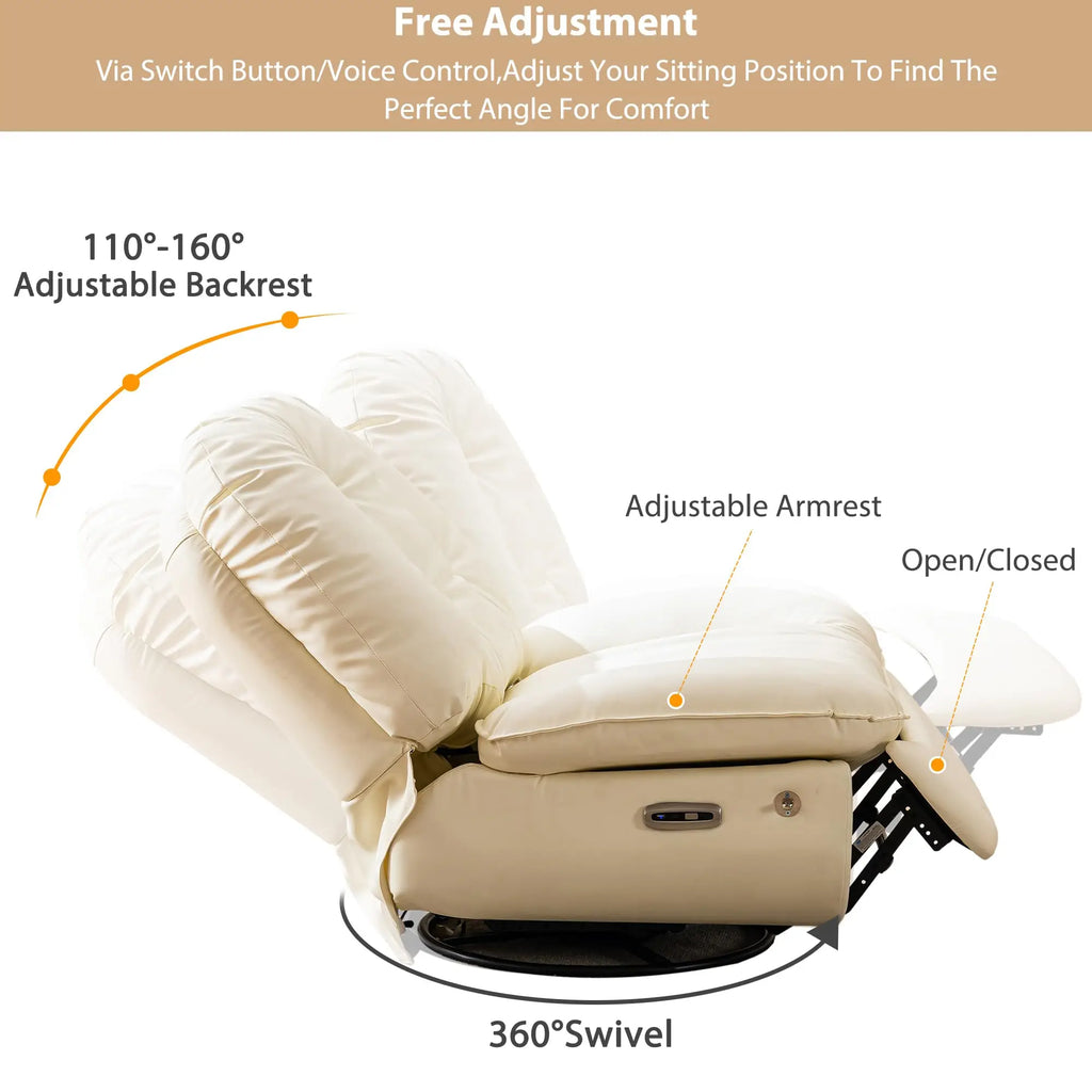 *Cheap Price White Multi-position Single Power Lift Recliner White Leather Comfortable Sofa Chair With Phone Holder