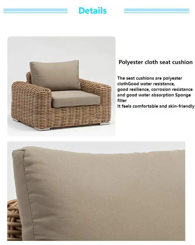 Modern Outdoor Leisure Comfortable Weaving Woven Rattan Sofa
