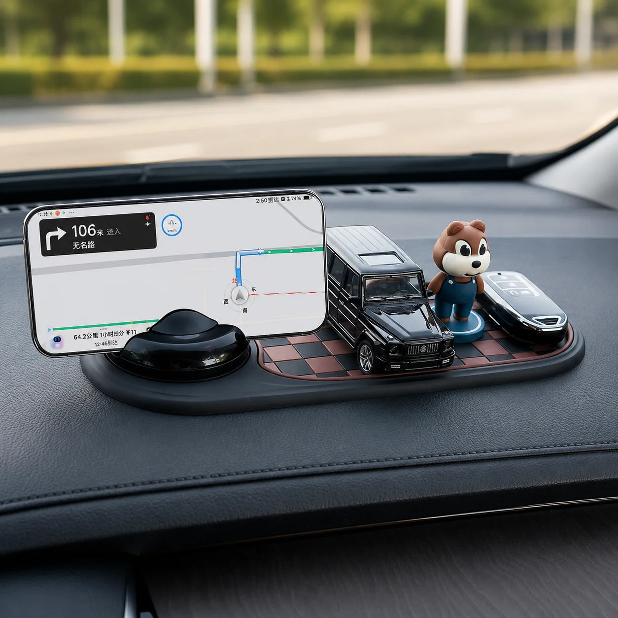 Car Anti-Slip Mat Phone Holder 360-Degree Rotation Dashboard Non-Slip Adhesive Pad Organizer for Keys Pens Sunglasses Interior