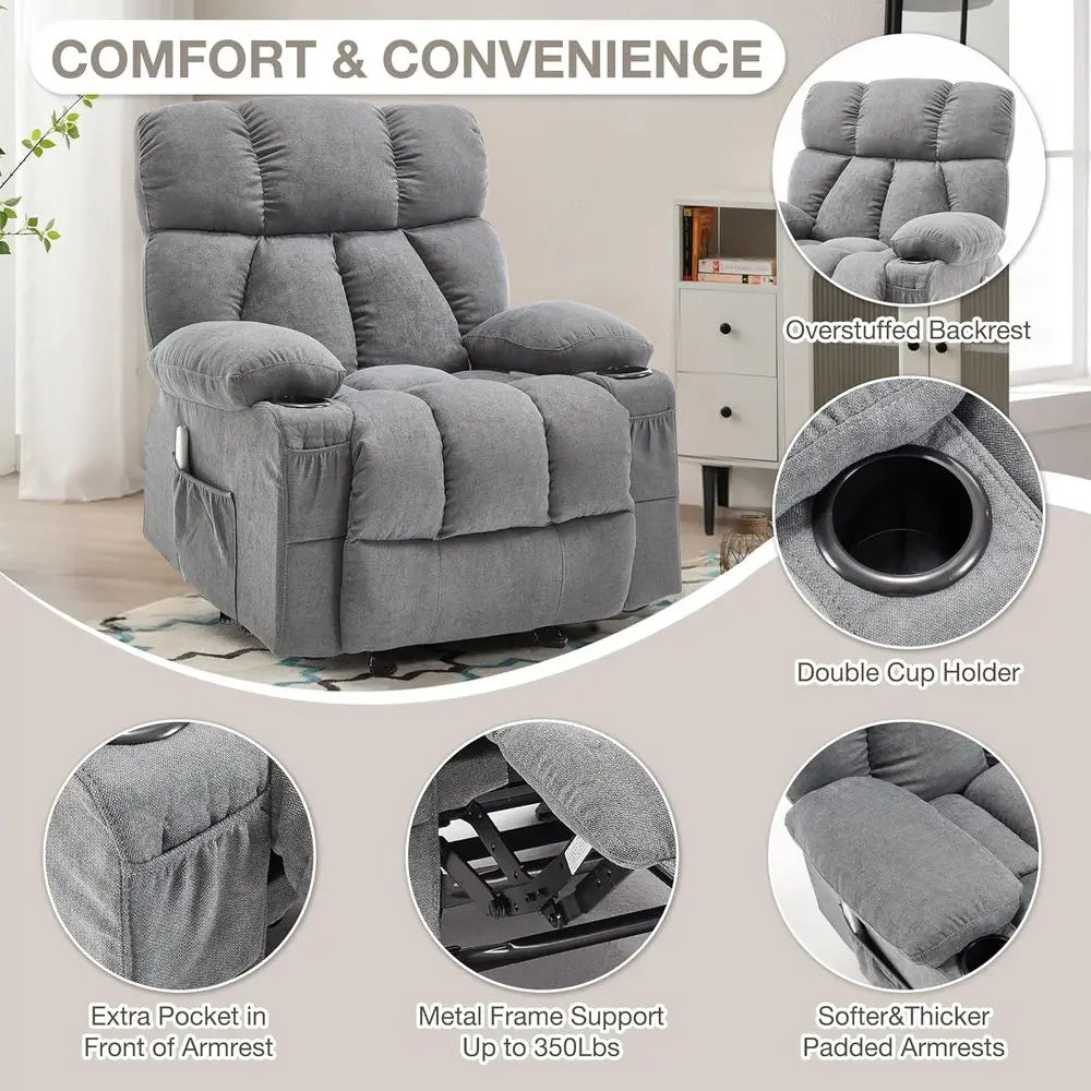 Massage Rocker Recliner Chair with Heat and Vibration Ergonomic Rocking Lounge Chair or Living Room Comy Overstued Recliner with