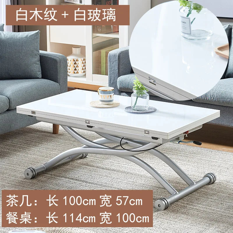 movable coffee table dining table integrated household small apartment folding lifting living room table dual-purpose movable