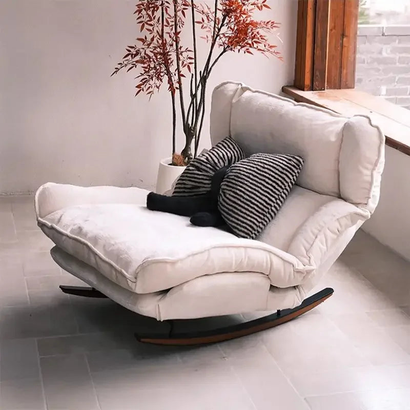 Lazy Sofa Adjustable Rocking Chair Single Leisure Recliner Comfort Single Lazy Sofa Chair for Balcony Bedroom Reading Napping