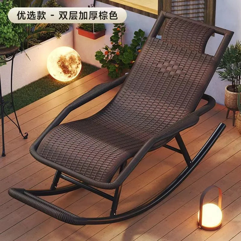 Rocking  Reclining Chair Adult Rattan Lunch Break Balcony Home Leisure Sleeping Living Room Elderly Free Chair
