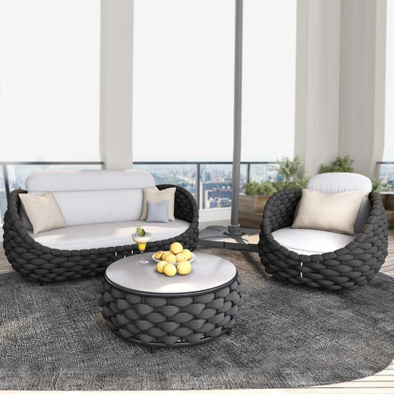 All-Weather Rattan Outdoor Sofa Set or Villa Balcony Living Room Leisure Terrace Furniture fCourtyard Combination Double Chair