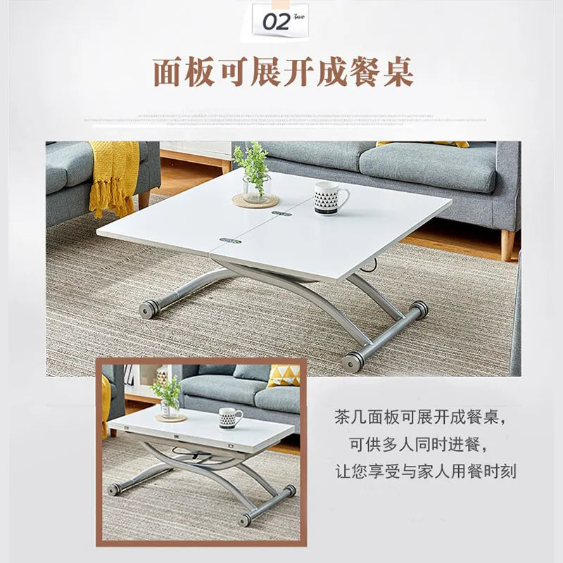 movable coffee table dining table integrated household small apartment folding lifting living room table dual-purpose movable