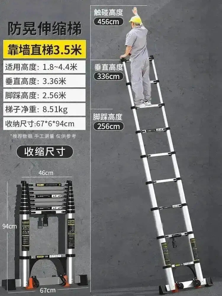 Engineering Multifunctional Aluminum Ladder Step Alloy Stools Home Folding Telescopic Ladder Portable Thick Herringbone Stairs