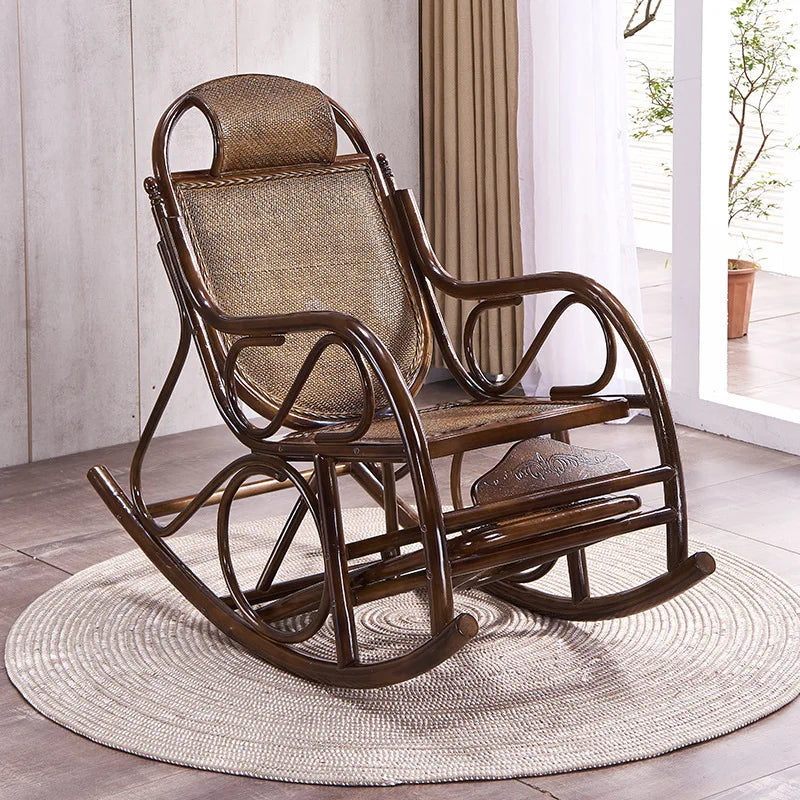 Rattan Chair Elderly Balcony Outdoor Rocking Reclining Adult Home Living Room Leisure Nap Patio Escape