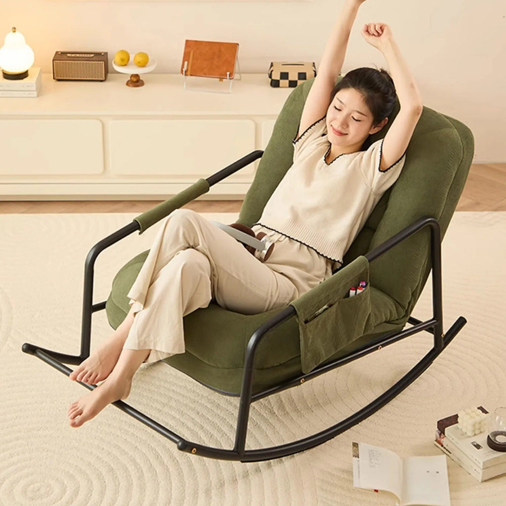 Apartment rocking chair Modern living room Single sofa chair, fabric casual home