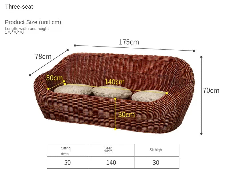 Modern Rattan Lazy Garden Sofa Chair Set Outdoor Patio Balcony Terrace Furniture Wicker Tatami Leisure Coffee Table Indoor