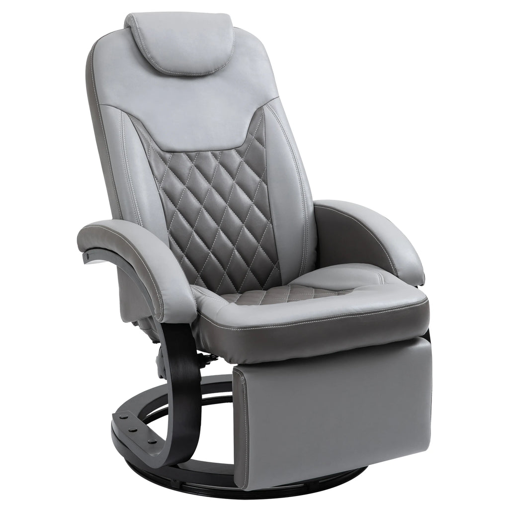 HOMCOM Manual Recliner, Swivel RV Recliner Chair with Footrest, Gray