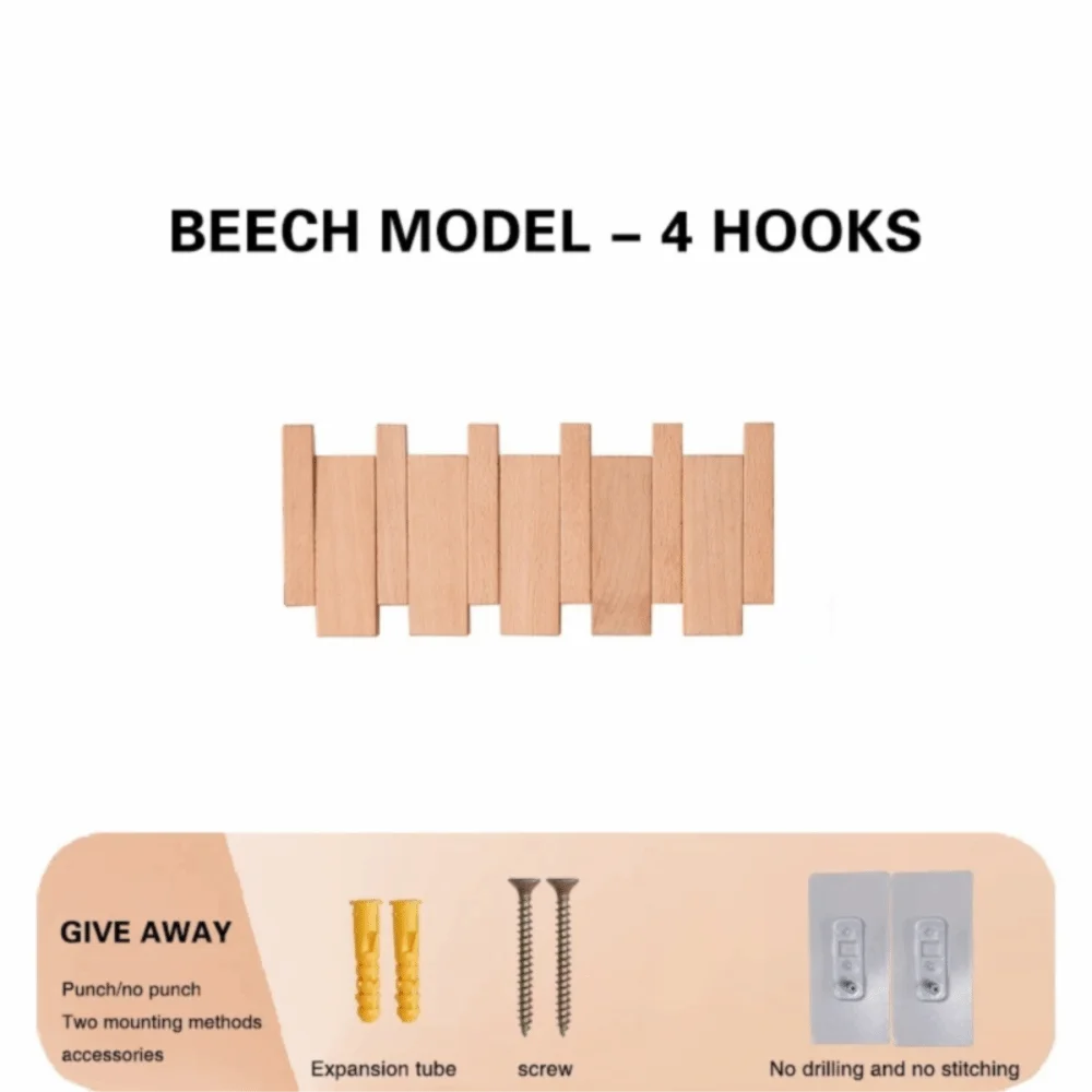 New Wall Mounted Wood Coat Racks with 8 Hooks Piano Key Shaped Entry Door Porch Hanging Hook Art Clothes Hook Home Decor
