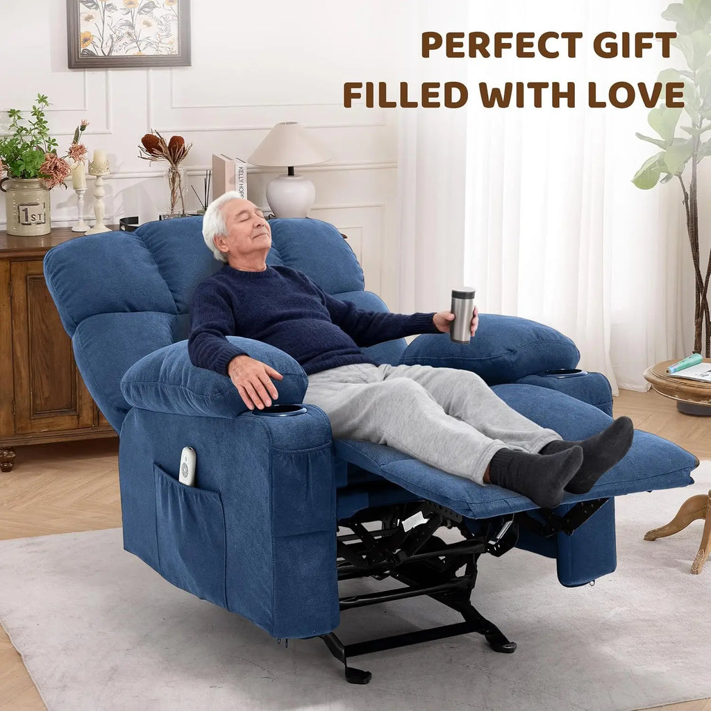 Massage Rocking Recliner Chair, Ergonomic Sofa with Vibration, Heat & Rocking for Nursery, Custom