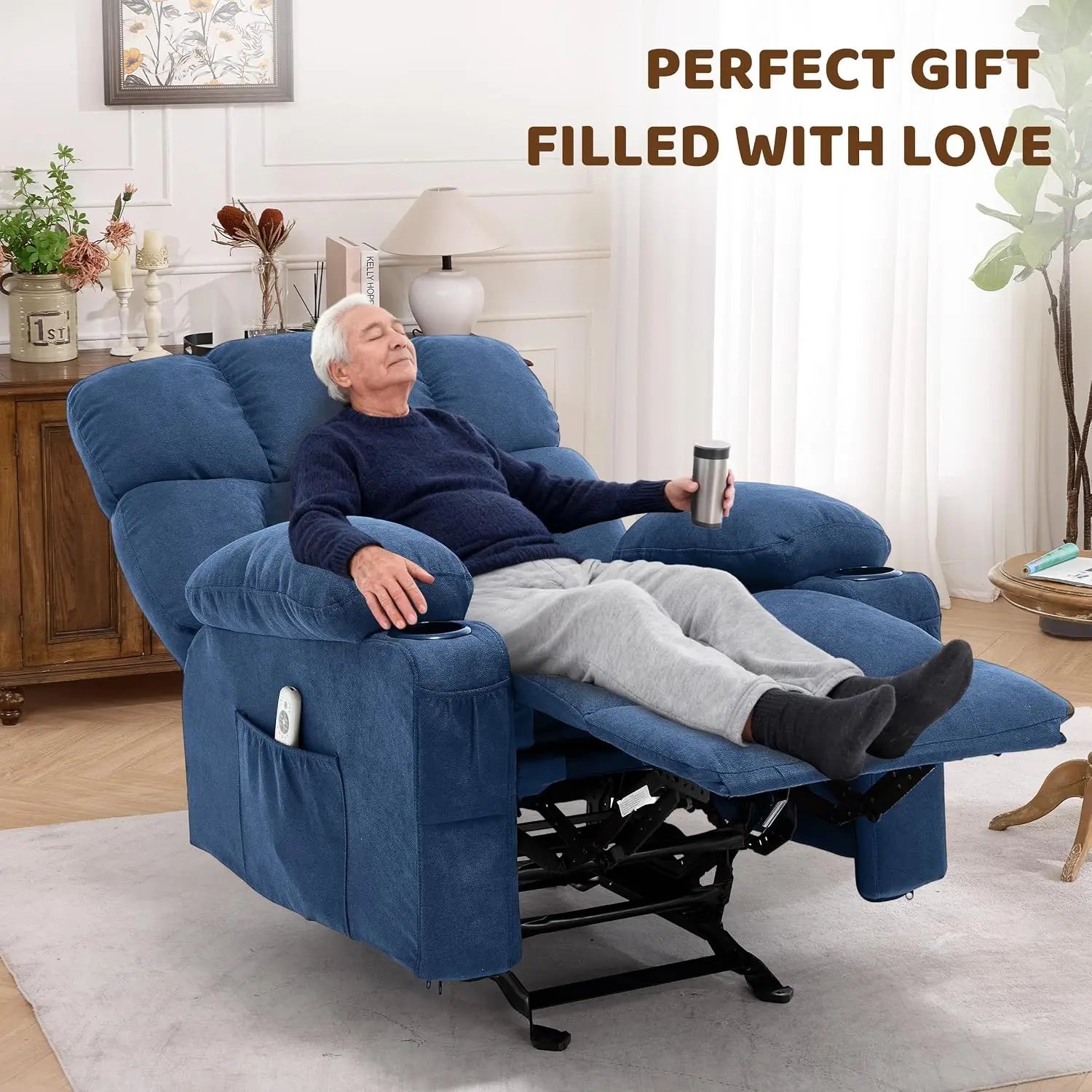 Massage Rocking Recliner Chair, Ergonomic Sofa with Vibration, Heat & Rocking for Nursery, Custom
