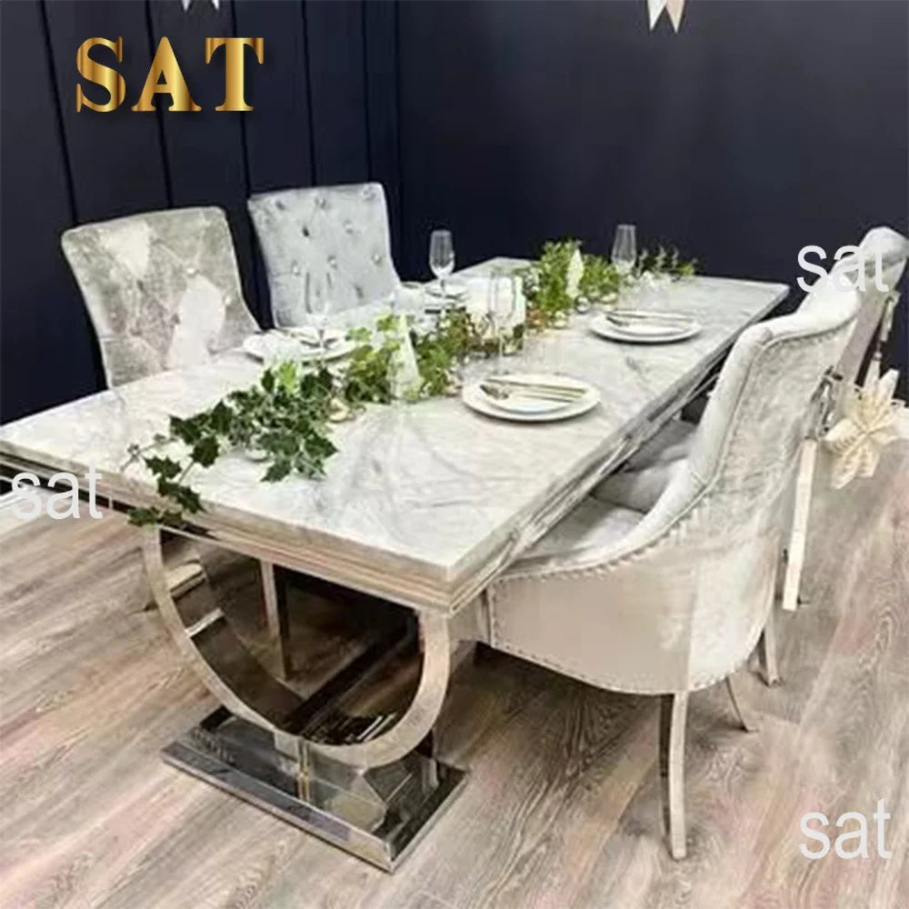 # Dining Room Furniture Restaurant Tables Dining Table Silver Dining Set With 4 Chairs #