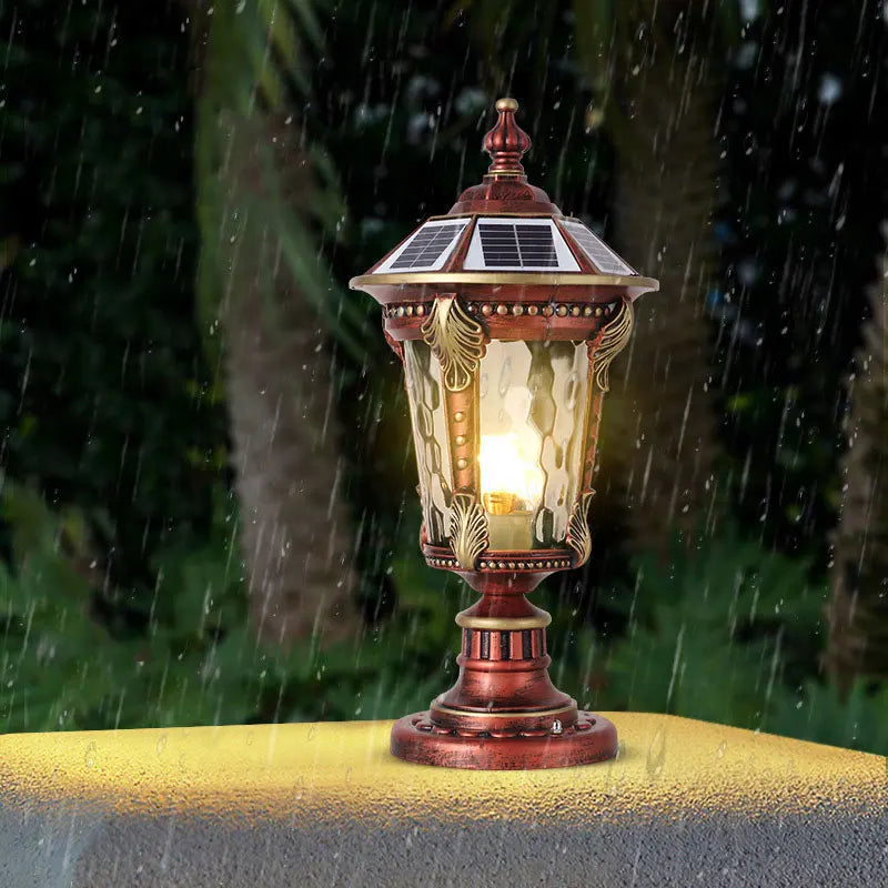 Solar Outdoor Door Post Lights LED Wall Lamps Energy Saving Fence Post Lighting for Courtyard Entrance Garden Lighting