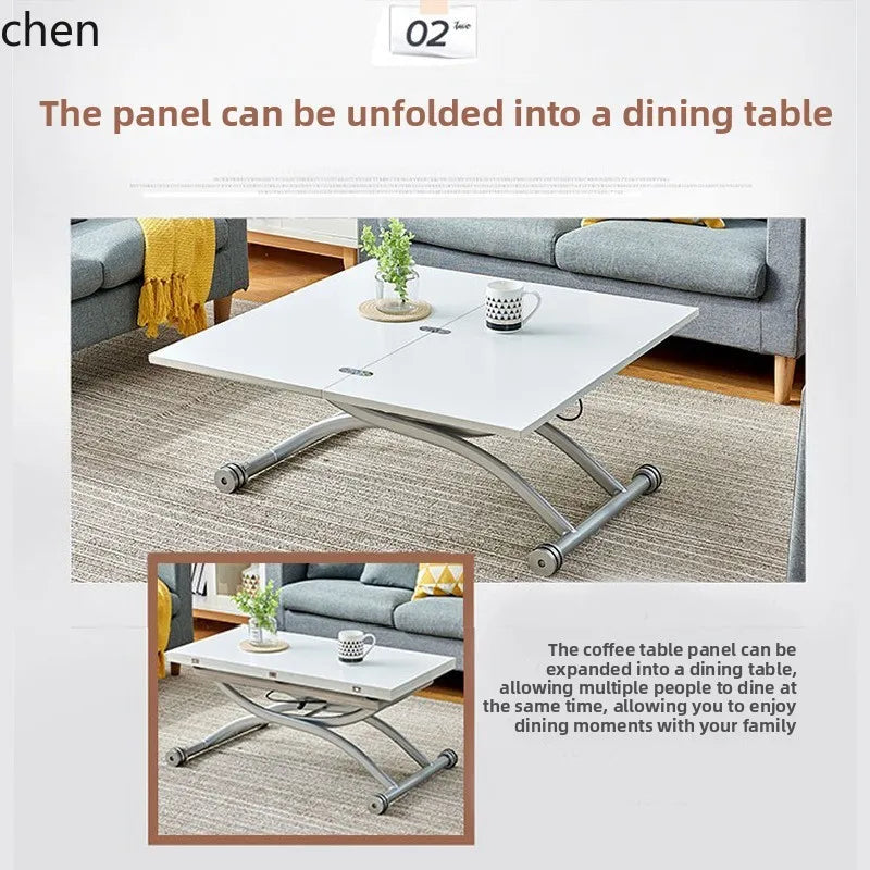 YFY  Activity Coffee Table Dining Table Integrated Small Apartment Folding Lifting Dual-use Movable with Wheels Two-in-One