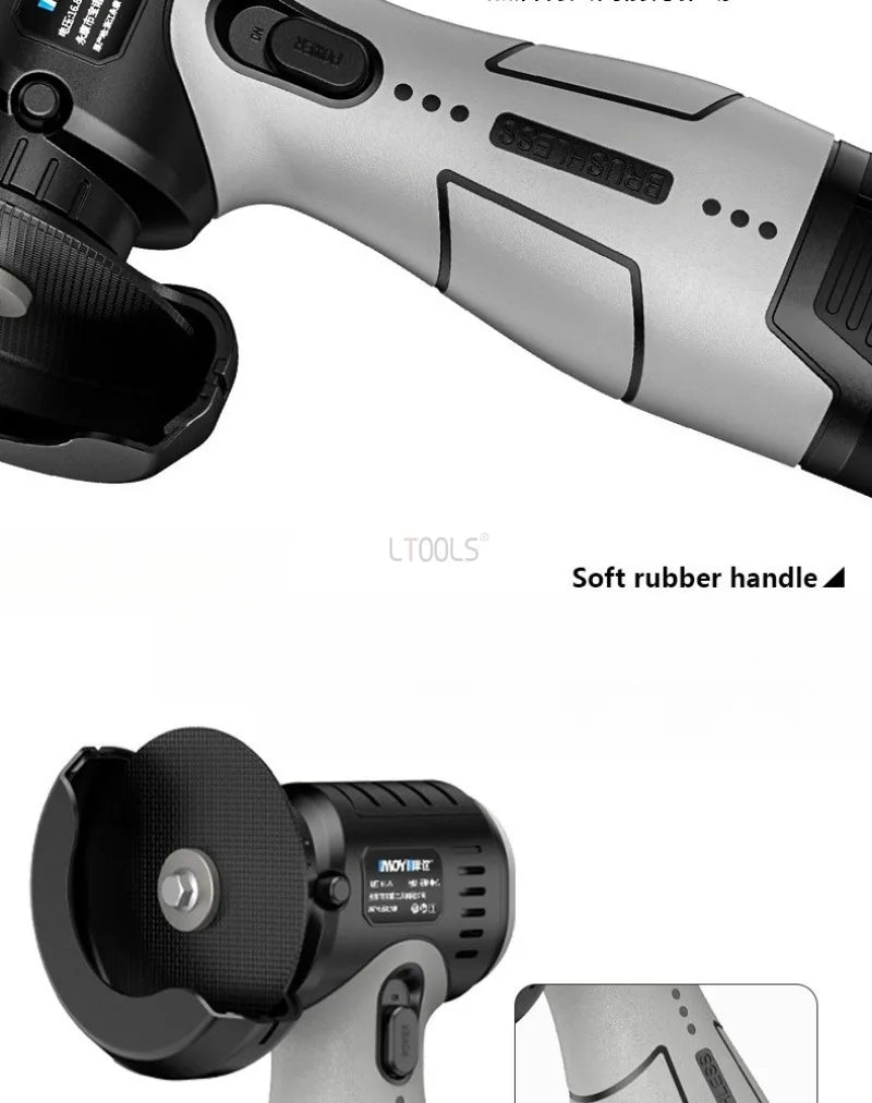 Mini Brushless Angle Grinder Self-locking Electricity Display Cutting Machine Soft Rubber Handle Portable Small Angle Grinder