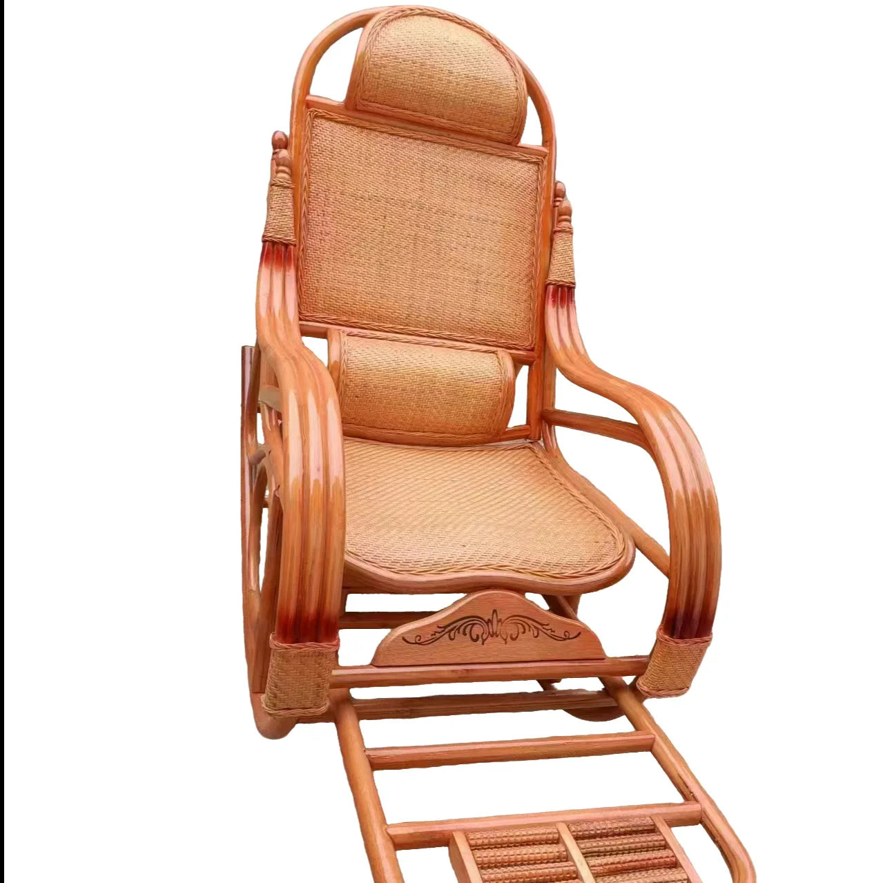 Home Balcony Leisure True Vine Elderly Rocking Chair Reliable Back Braided Rattan Chair Living Room
