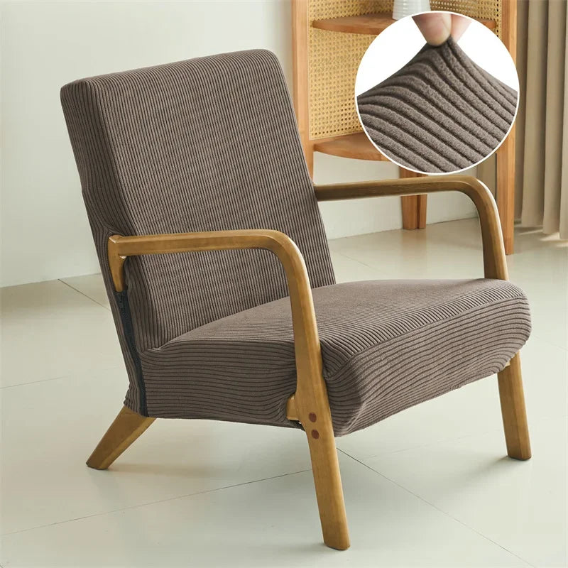 1PC Jacquard Armchair Cover Elastic Wooden Chair Cover Solid Color Chair Slipcover Washable Home Decor Furniture Covers