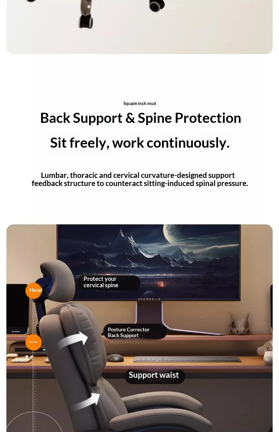 Ergonomic Office Chair Gaming Computer Desk Chair Adjustable Lumbar Swivel Headrest Breathable Mesh High Back Home Cadeira
