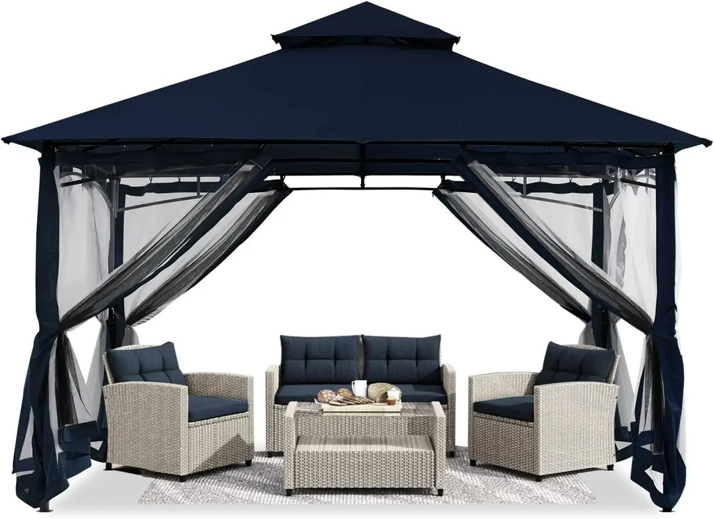 ABCCANOPY Gazebos for Patios 10x12 with Mosquito Netting, Khaki