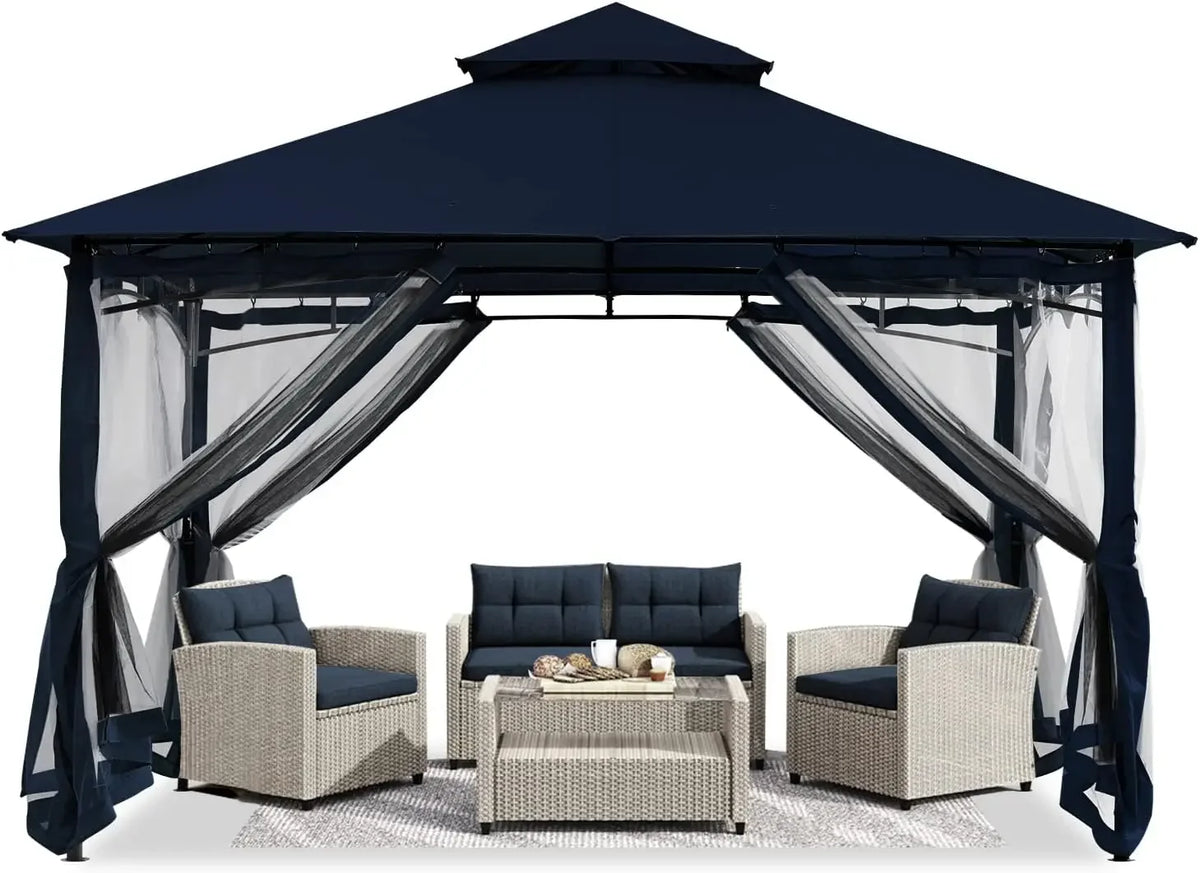 ABCCANOPY Gazebos for Patios 10x12 with Mosquito Netting, Khaki