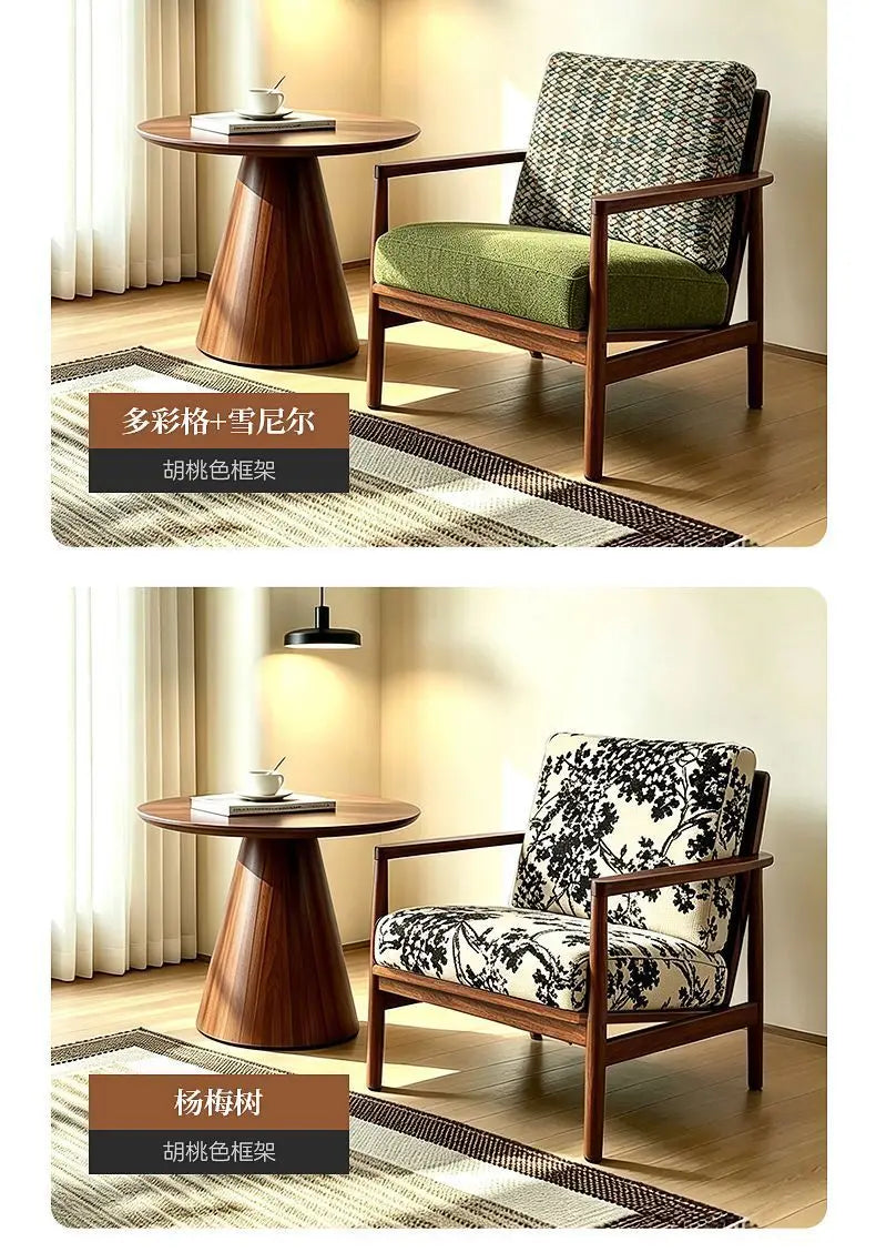 Nordic Style Solid Wood Single Sofa Chair for Small Apartment Bedroom Balcony Hotel Homestay Leisure Lazy Hank Chair