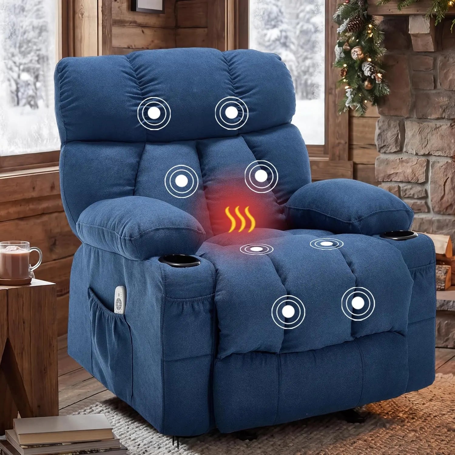 Massage Rocking Recliner Chair, Ergonomic Sofa with Vibration, Heat & Rocking for Nursery, Custom