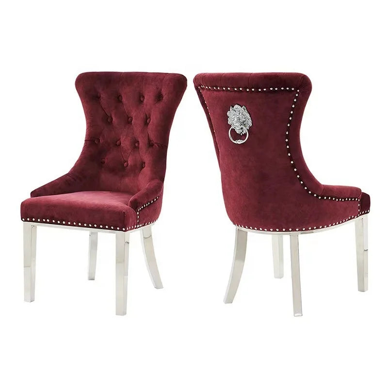 /Nordic Fabric Chesterfield Chair For Restaurant Hotel /Light Luxury Dining Room Furniture Metal Legs Dining Chair