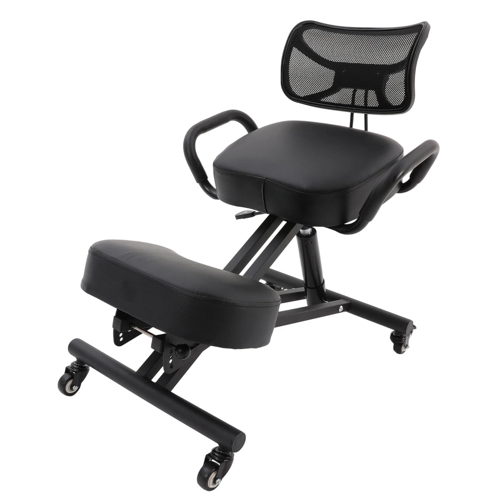 Ergonomic Kneeling Chair with Back Support, Height Adjustable Kneeling Posture Chair, Rolling Kneeling Office Chair for Home Office Study Meditation