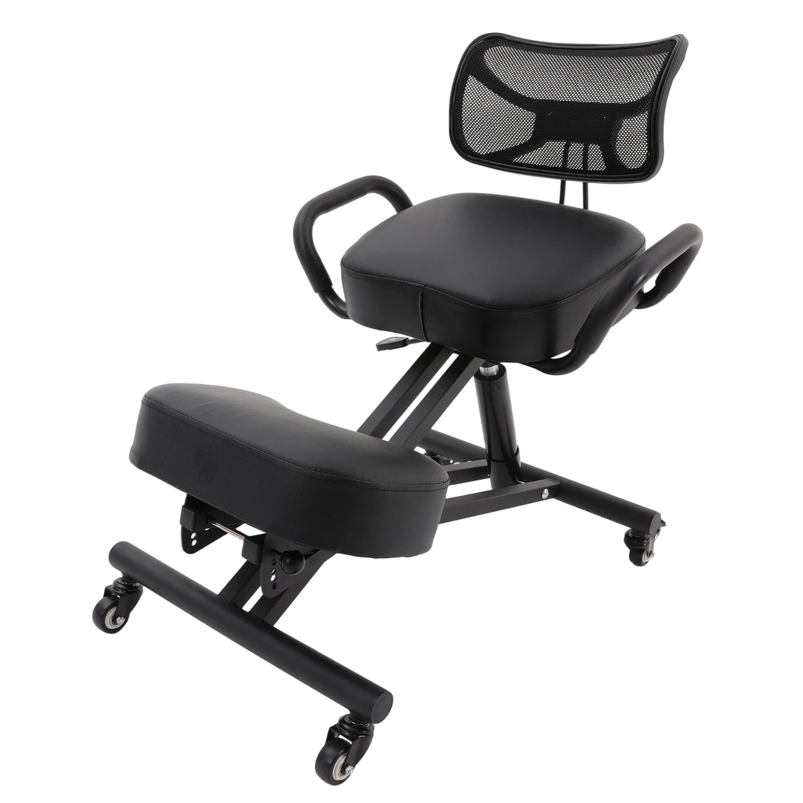 Ergonomic Kneeling Chair with Back Support, Height Adjustable Kneeling Posture Chair, Rolling Kneeling Office Chair for Home Office Study Meditation