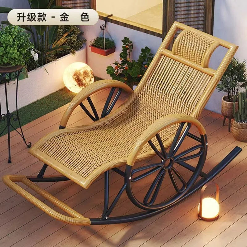Rocking  Reclining Chair Adult Rattan Lunch Break Balcony Home Leisure Sleeping Living Room Elderly Free Chair
