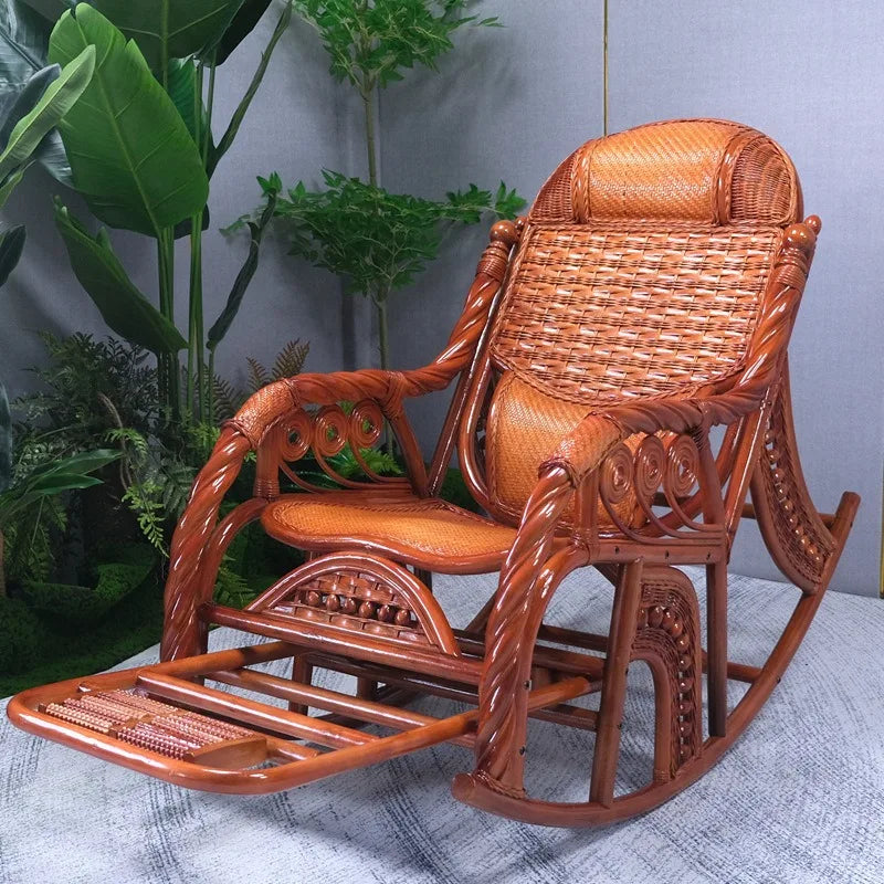 For Rattan Rocking Chair, Recliner Balcony Home Leisure Rattan Rocking Chair Adults Elderly Living Room Courtyard