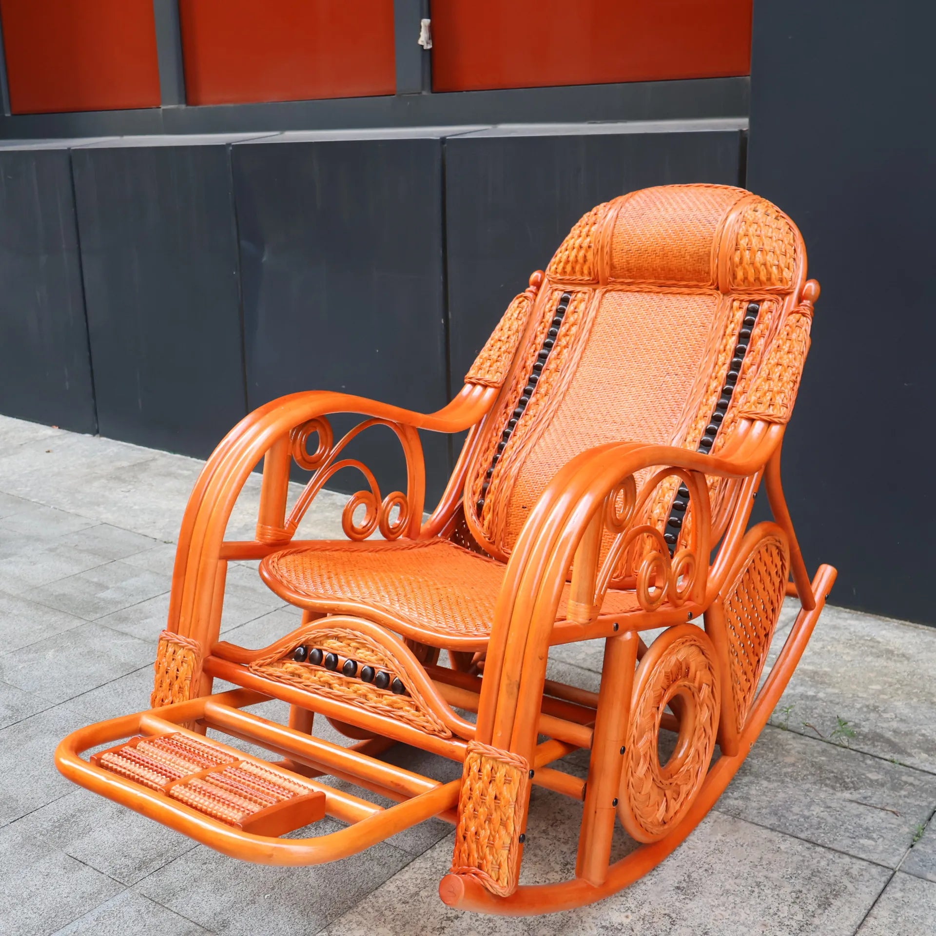 Natural rattan rocking chair sofa recliner lazy adult elderly chair living room
