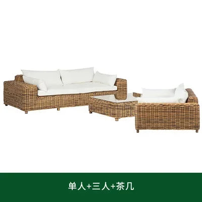 Outdoor rattan sofa combination courtyard terrace leisure waterproof sunscreen balcony rattan chair outdoor villa garden