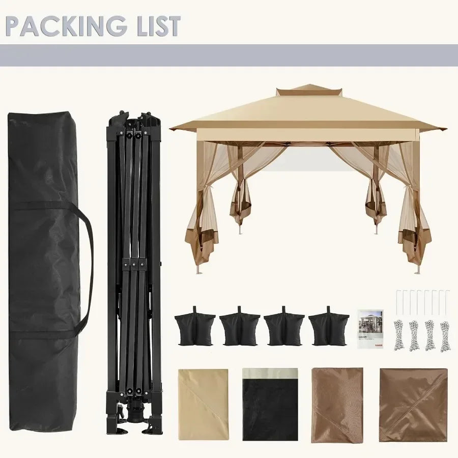 Pop Up Gazebo Canopy Tent, Outdoor Screened Gazebo Shelter with Mosquito Net, Carpas para Patio, Shade for Lawn, Garden, Backya