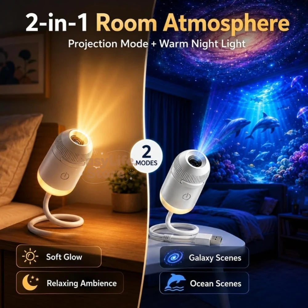 2027 Upgraded Hd Smart Dynamic 5d Holographic Night Light Projector, Plug and Play Hd Star Projector, 360° Adjustable Hd Galaxy