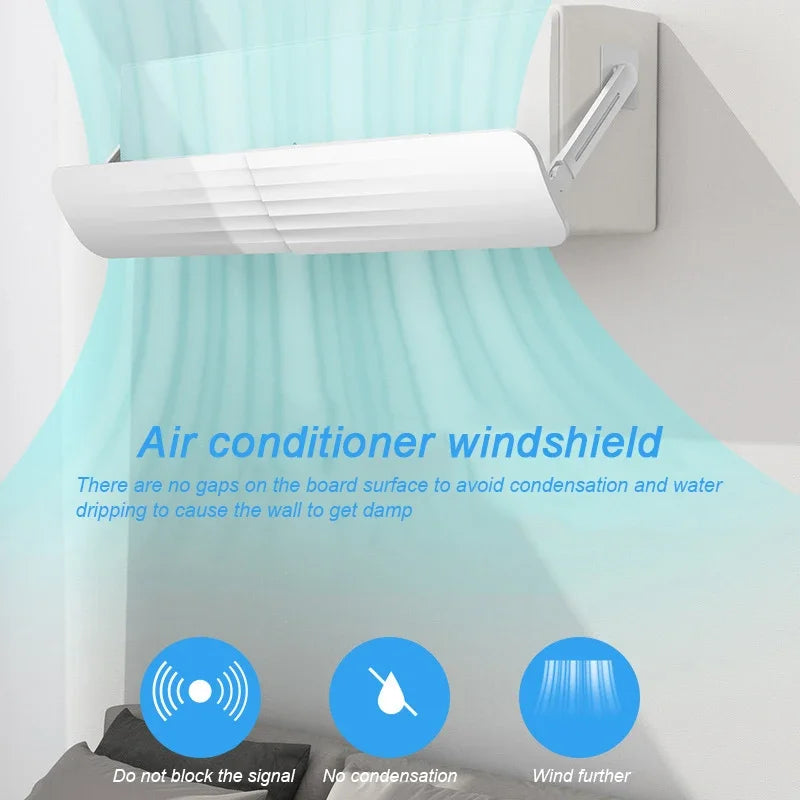 Adjustable Air Conditioner Deflector Telescopic Windshield Confinement Air Deflector  Windshield Dust Cover for Home