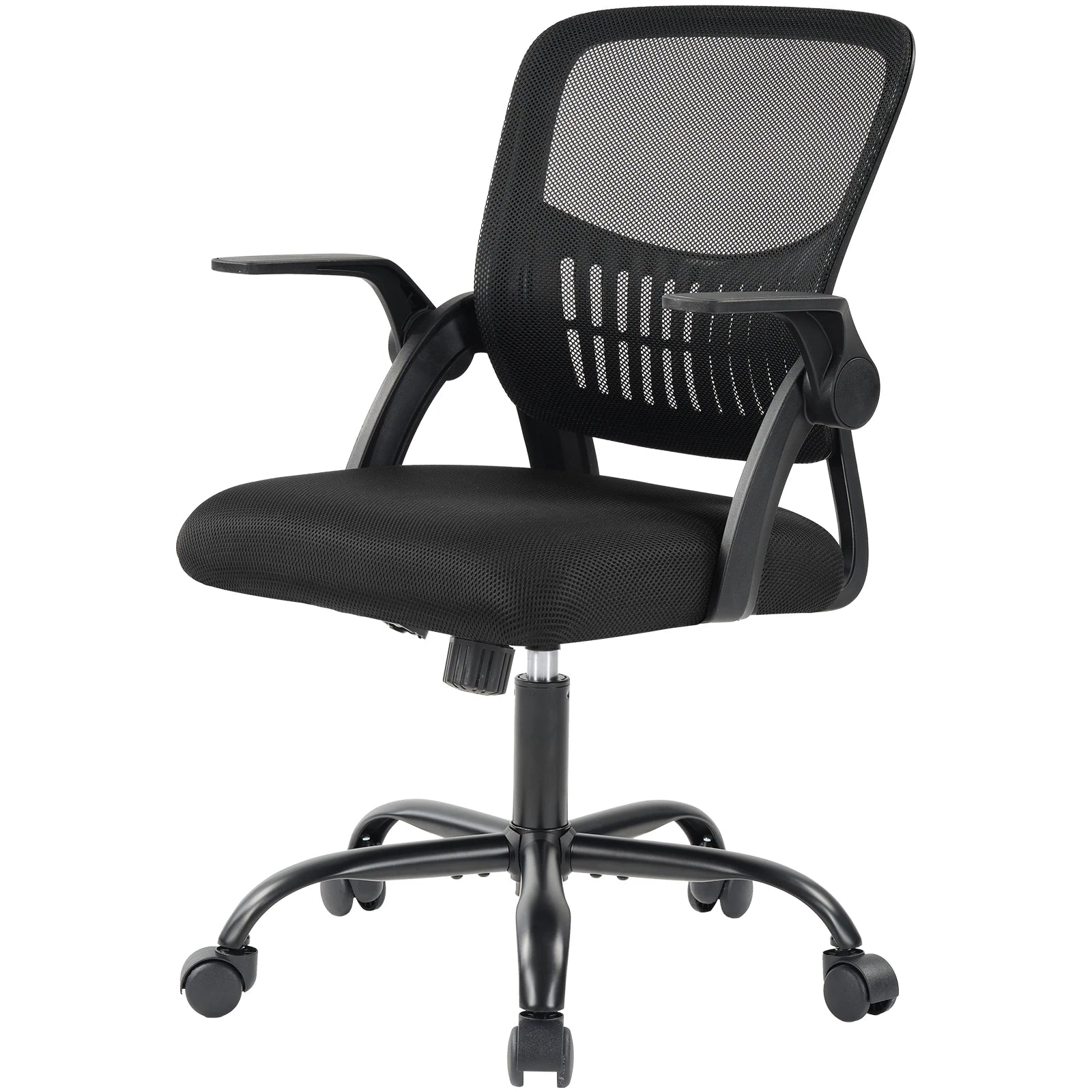 MCQ Ergonomic Mid Back Flip-up Armrest Office Desk Chair with Lumbar Support Height Adjustable 360° Swivel Computer Gaming Chair