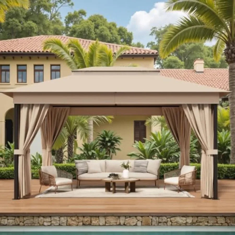10'x13' Outdoor Gazebo for Patio, Heavy Duty Steel Frame Canopy