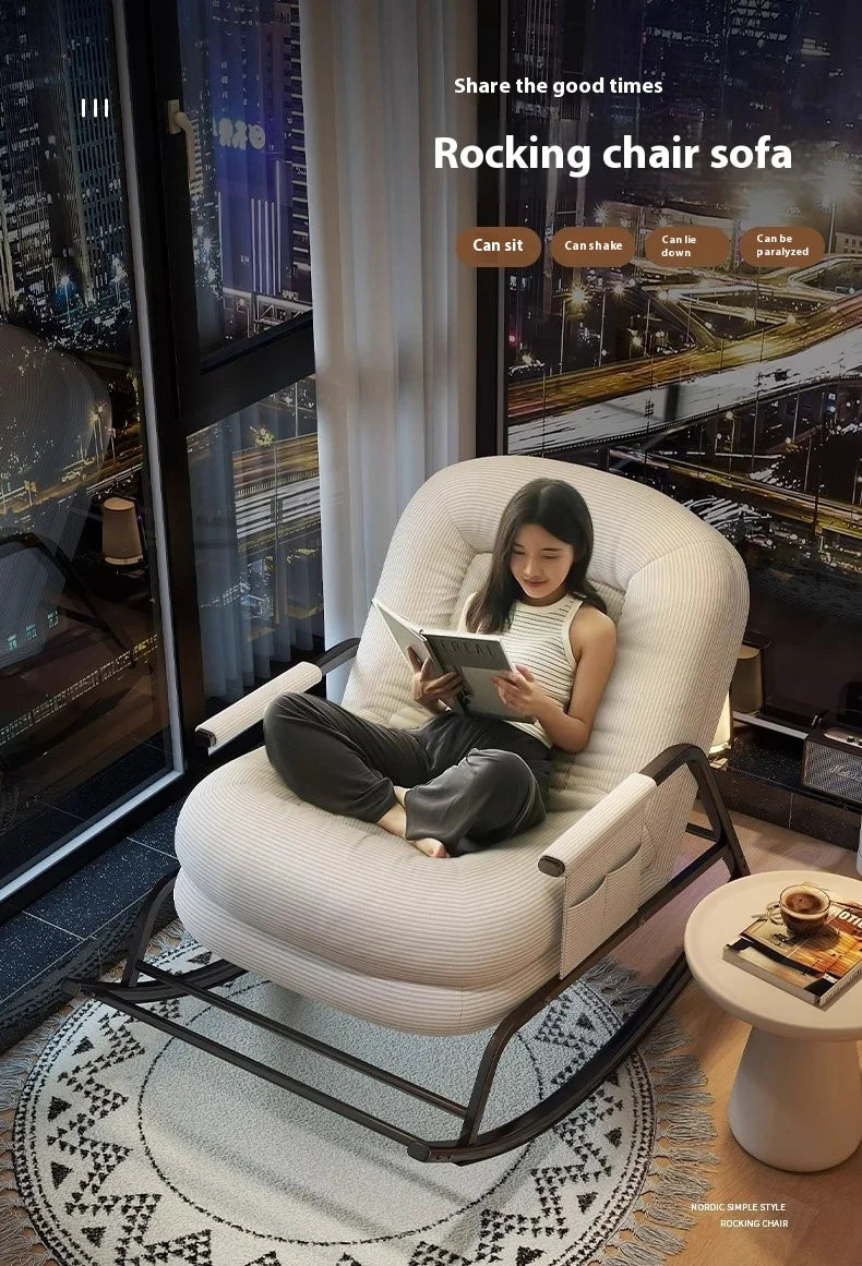 Modern Adult Single Lazy Sofa Reclining Chair Home Folding Leisure Chair Living Room Balcony Bedroom Hotel/Dining Metal