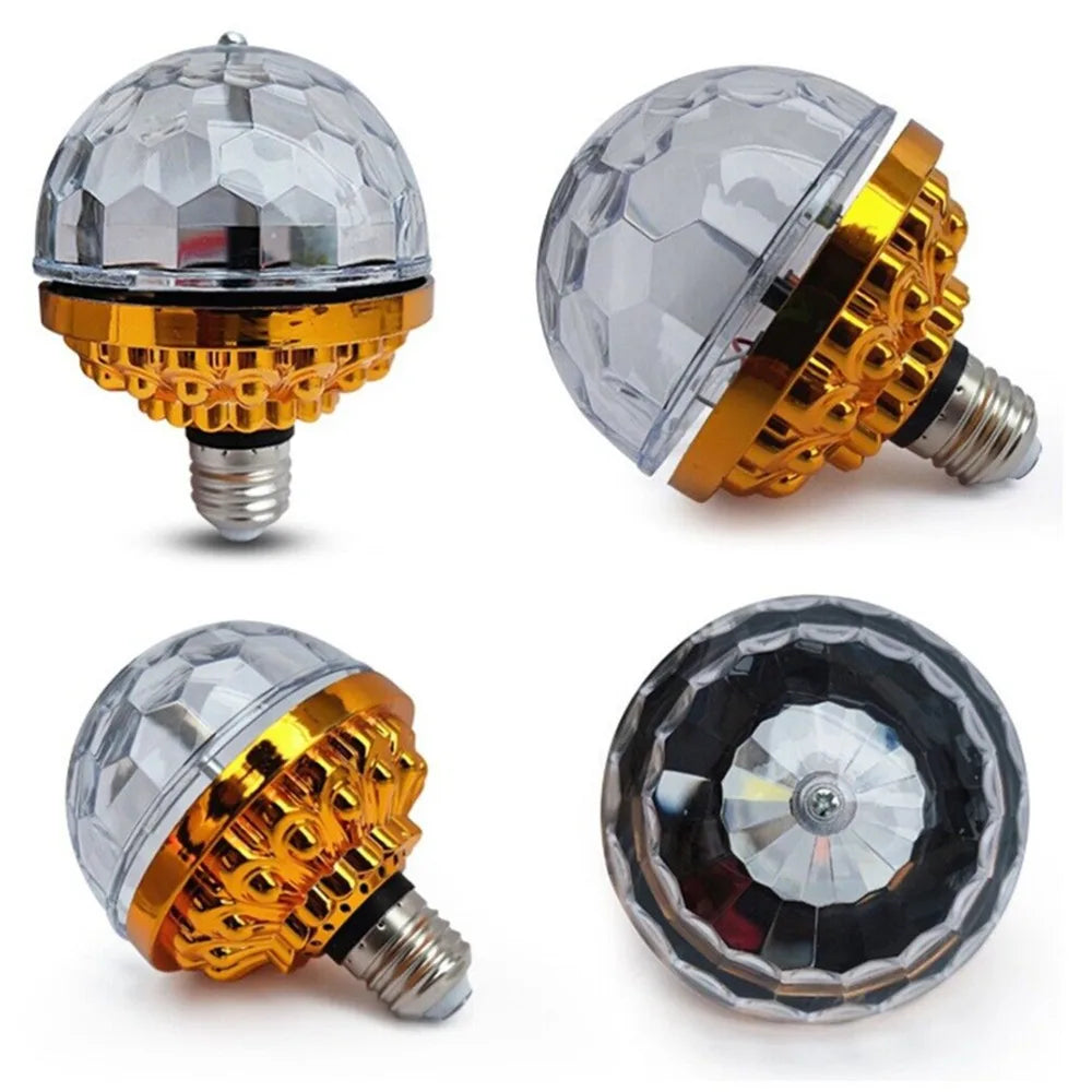 2 Pack Modern AC 85-265V LED Disco Light E27 6W Disco Ball Light Rotating Golden Magic Ball Light Party
