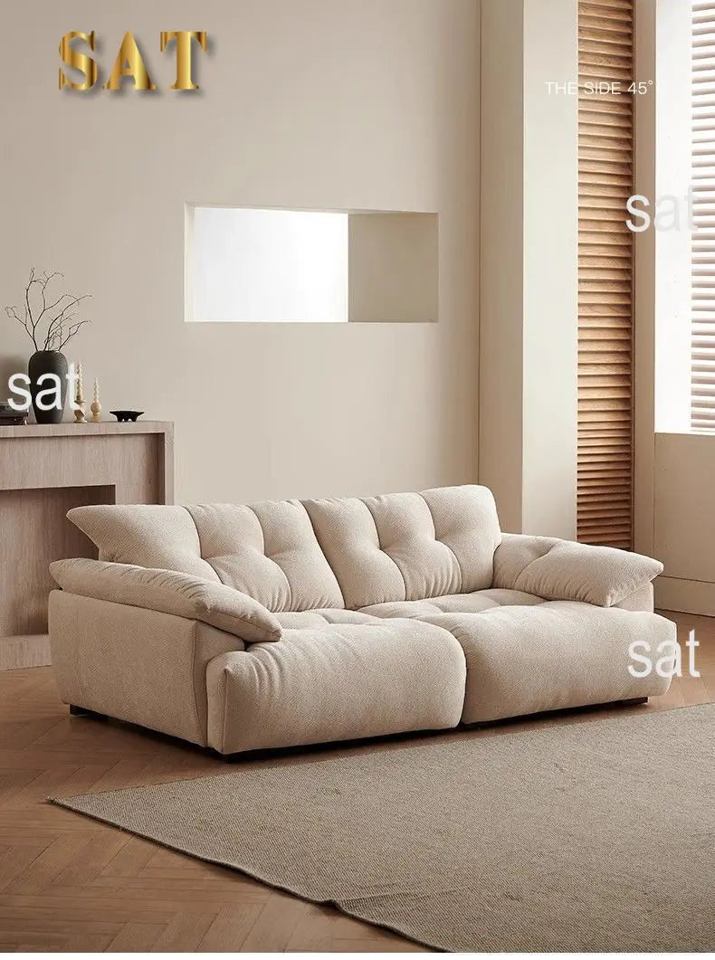 #Modular Cloud Chenille Fabric Sectional Sofa Minimalist Cream Style Straight Upholstered Sofa for Living Room Home Furniture