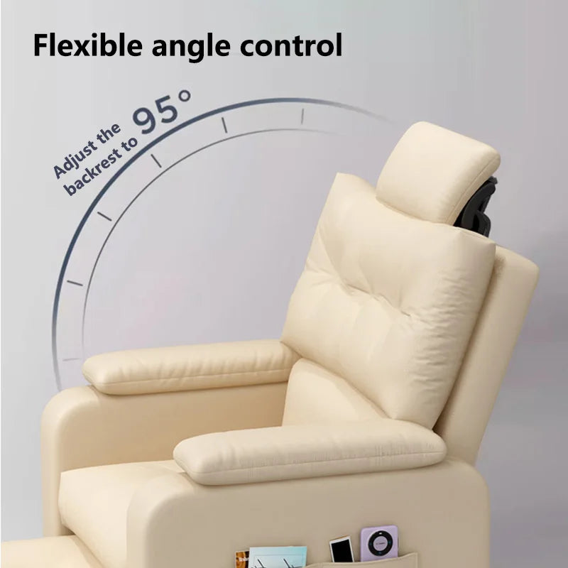 Soft Relaxing Armchair for Home Office Living Room Bedroom Adjustable Single Sofa Chair with Caster Cozy Reclining Lounge Chairs