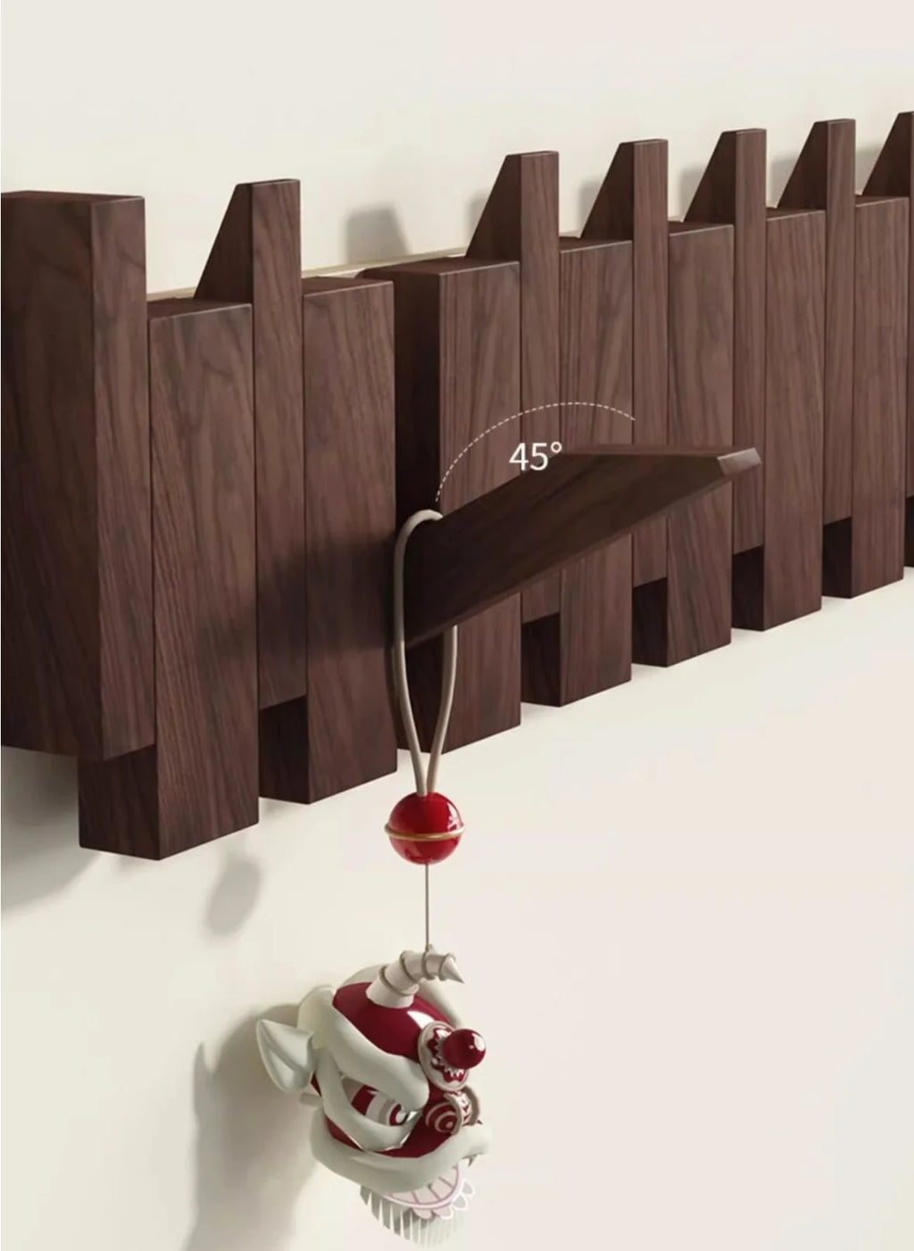 1PC Wall Mounted Black Walnut Coat Rack Solid Wood Clothes Hook Dropshipping Entrance Door Hanger Coat Rack Home Decor Furniture