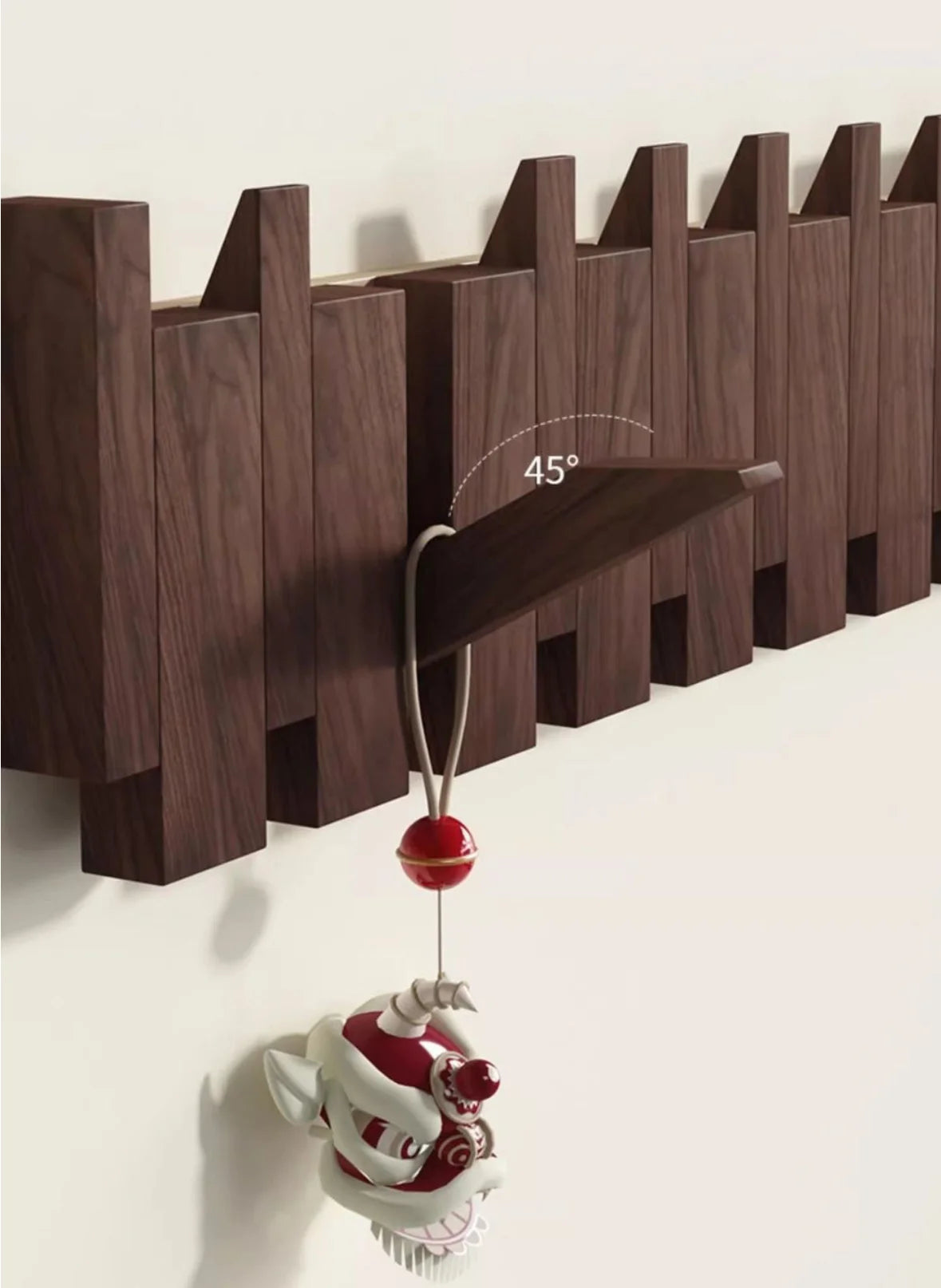 1PC Wall Mounted Black Walnut Coat Rack Solid Wood Clothes Hook Dropshipping Entrance Door Hanger Coat Rack Home Decor Furniture