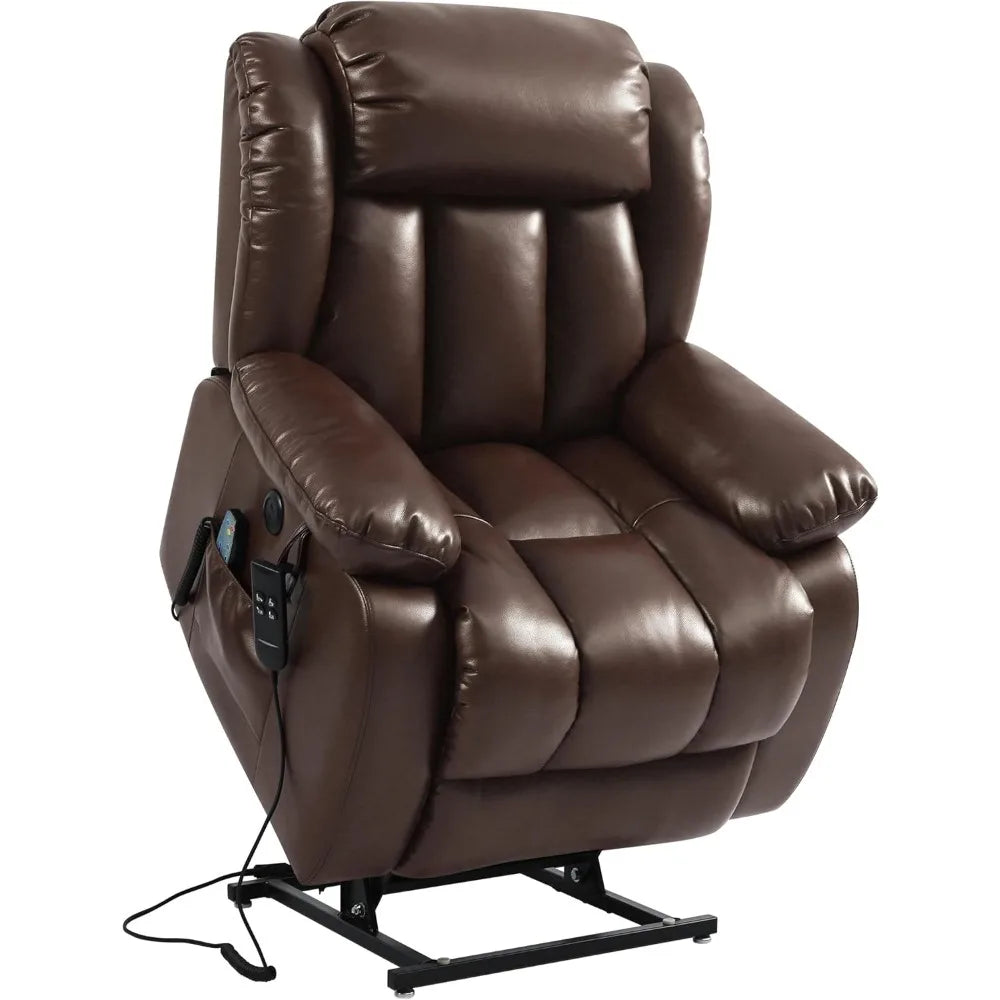 Dual Motor Power Lift Recliner Chair for Elderly, Infinite Position Lay Flat Lift Chair with Massage and Heat, USB Ports,